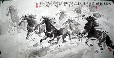 【艺海苑】字画 时育林 国画精品三国人物五虎上将四尺 关公现货