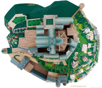 法国圣米歇尔山城堡建筑3d纸模型diy益智亲子手工立体折纸