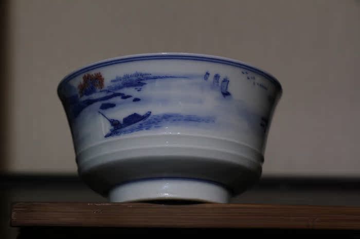 景德镇【余寅窑】余国旺 全手工手绘 青花釉里红山水杯