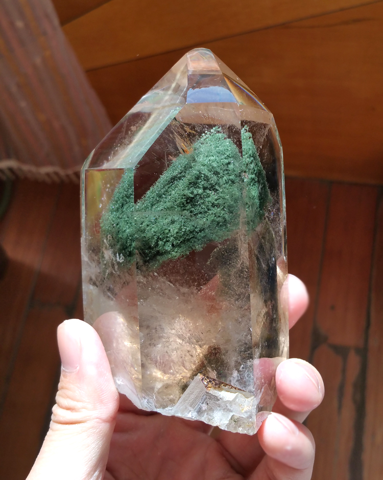 精品绿幽灵水晶摆件 绿幽灵原石摆件 异象包裹体水晶簇 高档水晶