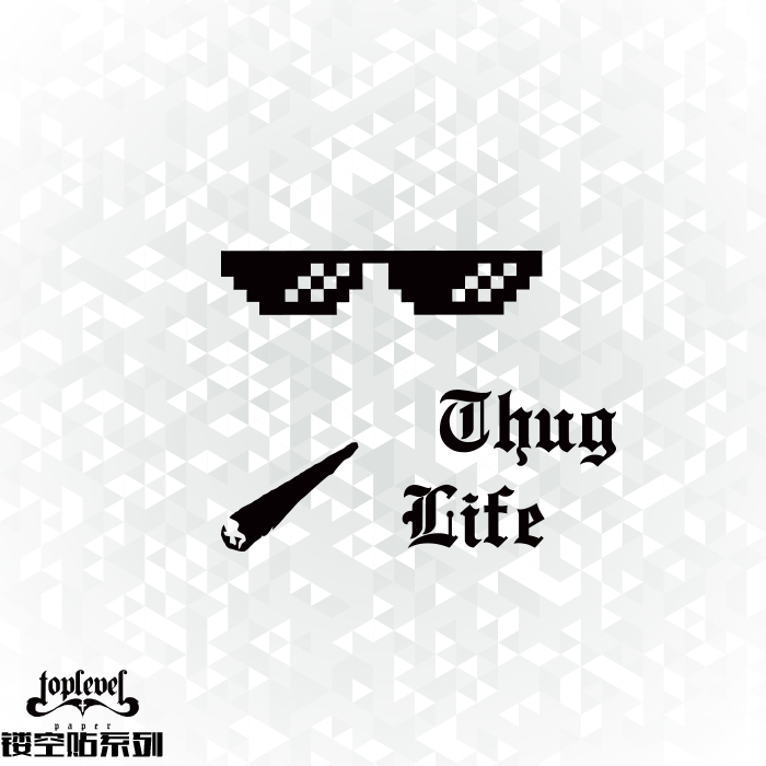 tlp镂空车贴 thug life暴徒人生屌炸天搞笑表情墨镜点烟贴纸