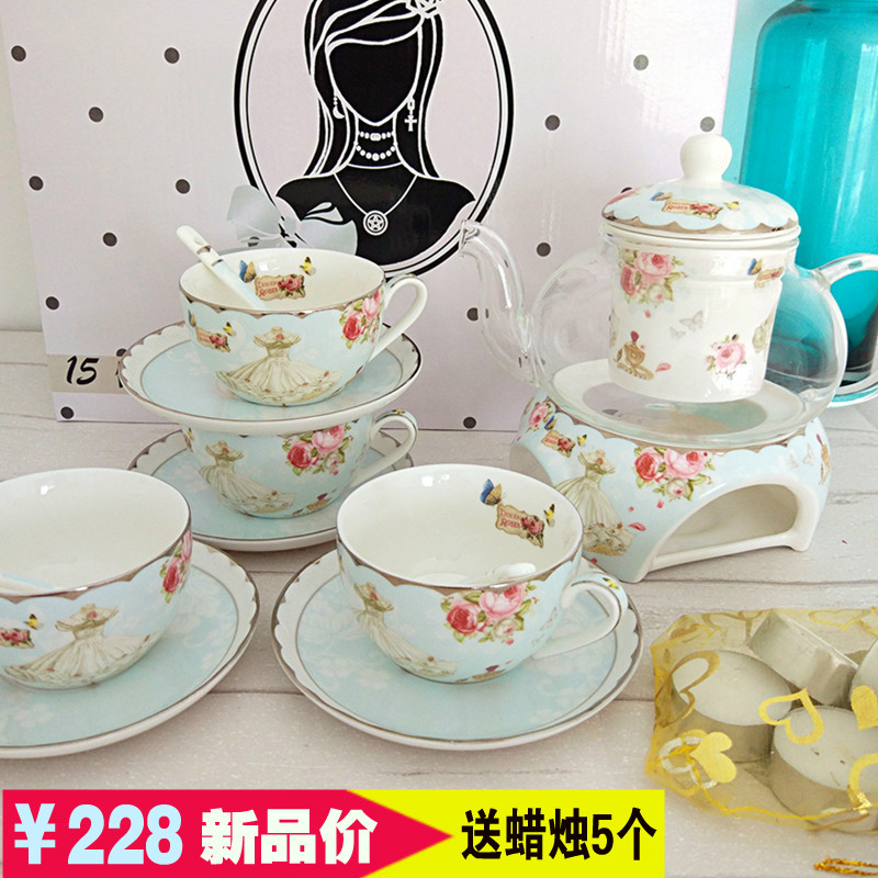 高档加热花茶壶欧式田园整套花茶茶具套装陶瓷玻璃下午茶具水果茶