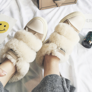 真皮羊毛魔术贴休闲鞋