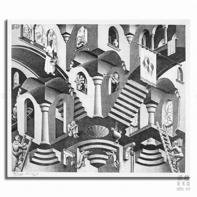 凸与凹 escher 埃舍尔 视错觉版画装饰画无框有框客厅