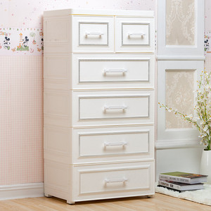欧式加厚抽屉式儿童收纳柜储物柜塑料衣物衣柜宝宝整理柜子五斗箱_Q友网