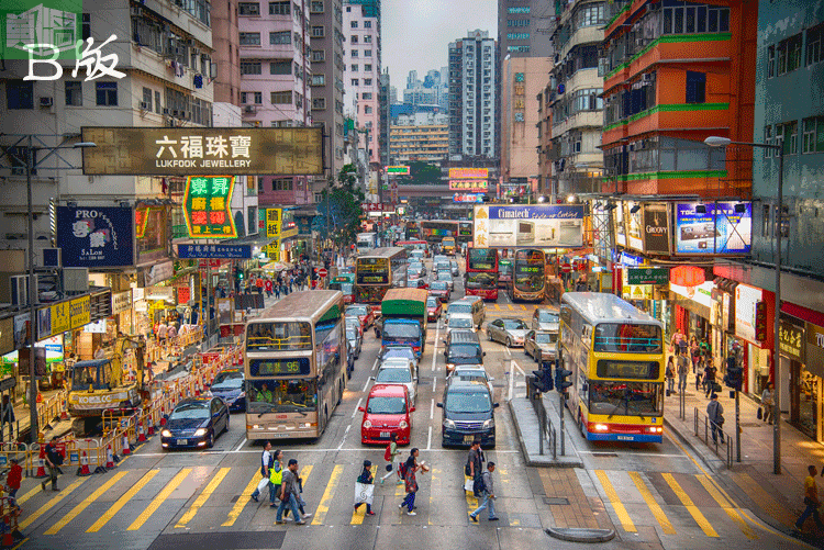 黑白怀旧香港街景壁纸城市风景建筑巴士街道夜景墙纸个性创意壁纸