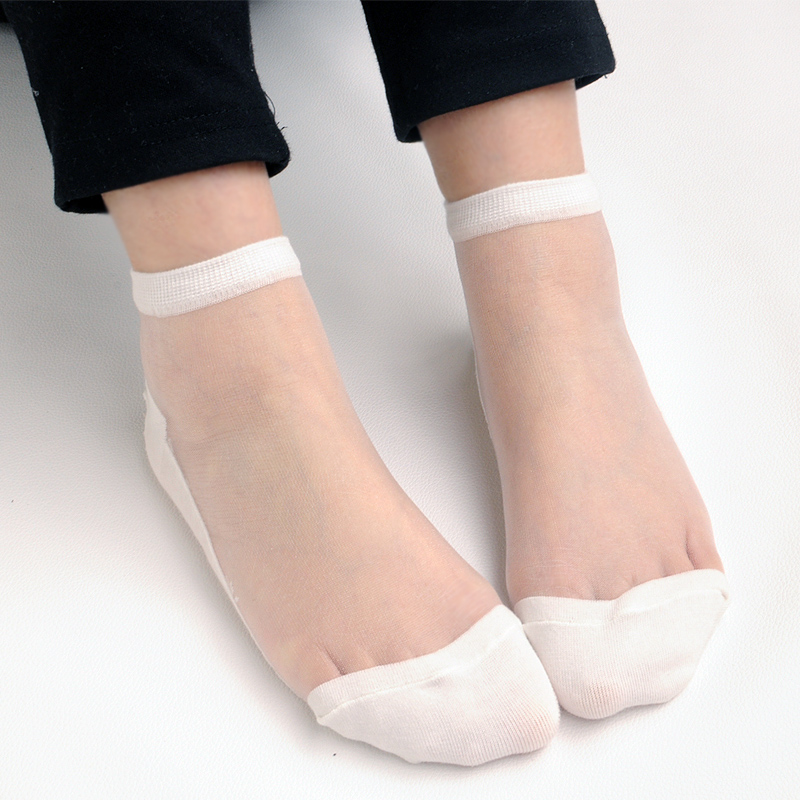 夏季薄款女短袜丝袜 日系森女袜透明玻璃丝船袜 水晶短袜子女