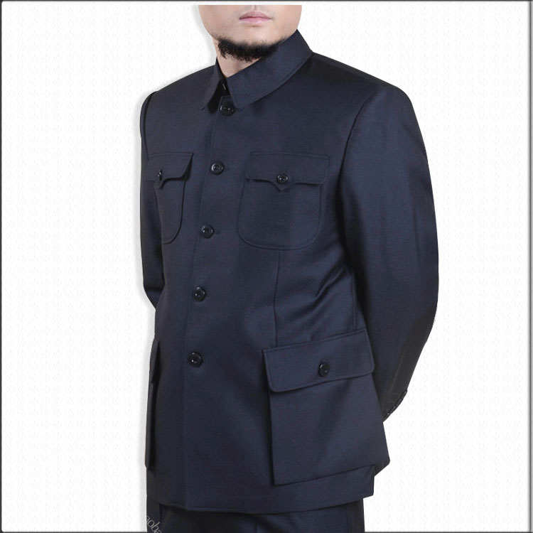 老式贴兜中山服老人中山装套装中老年人服装男外套毛料爸爸装