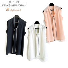 上衣纯色V领蝴蝶结飘带 VS557 ARTIN徕倩真丝背心100%桑蚕丝无袖