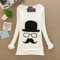 青少年加绒加厚长袖打底衫女冬季少女初中高中