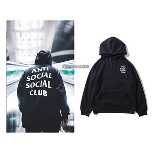 欧美anti social social club 侃爷连帽卫衣gd yee帽衫assc