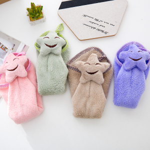 挂式可爱笑脸珊瑚绒擦手巾