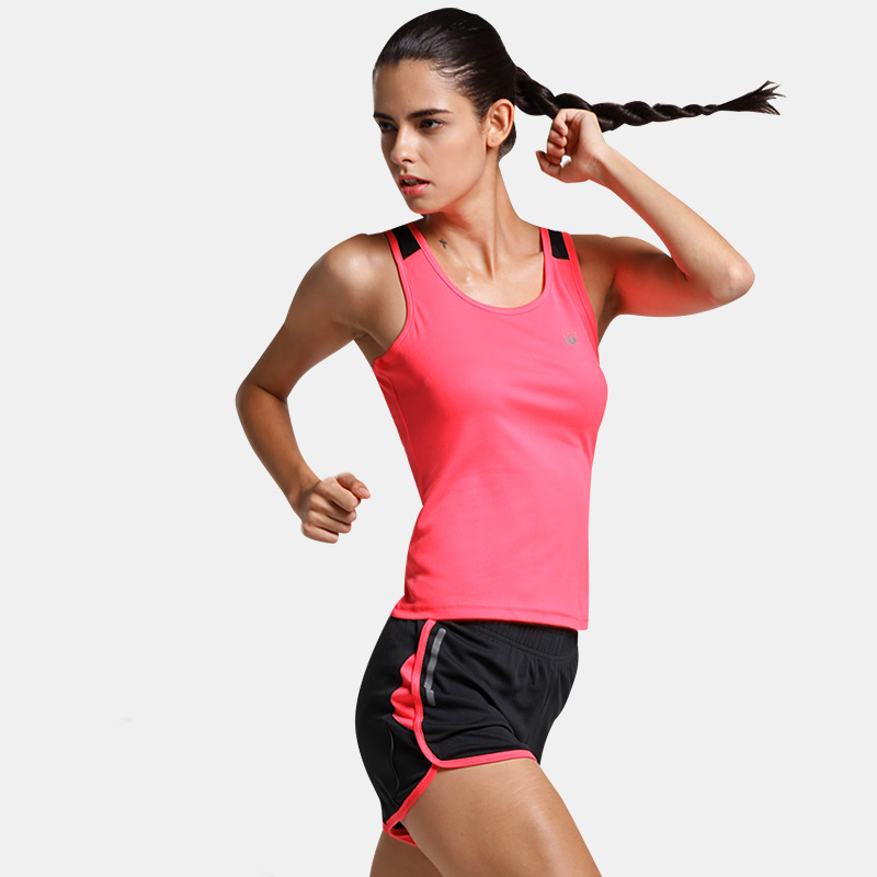 力为 跑步套装 女夏运动背心短裤套装 速干马拉松 田径健身短裤