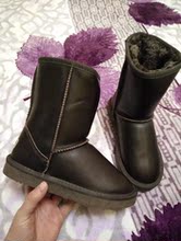 全店亏本清仓 中筒防水金属牛皮真皮巧克力雪地靴女ugqy
