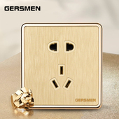 GERSMEN墙壁开关插座五孔插座二三插香槟金5孔电源插座拉丝面板