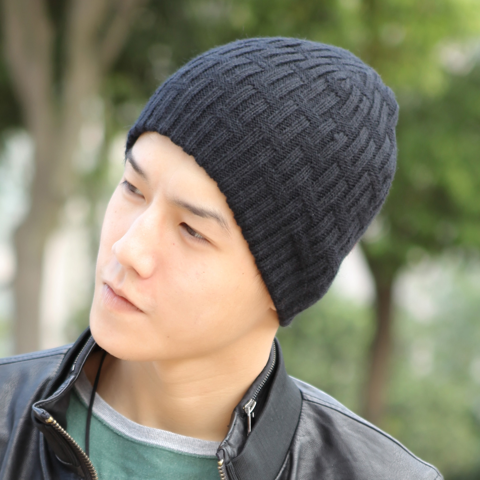 韩版 包头套头毛线冬天羊毛冬季男士针织 帽子