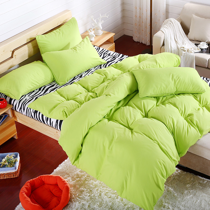 床上用品三件套被套纯色四件套冬双拼全棉床单