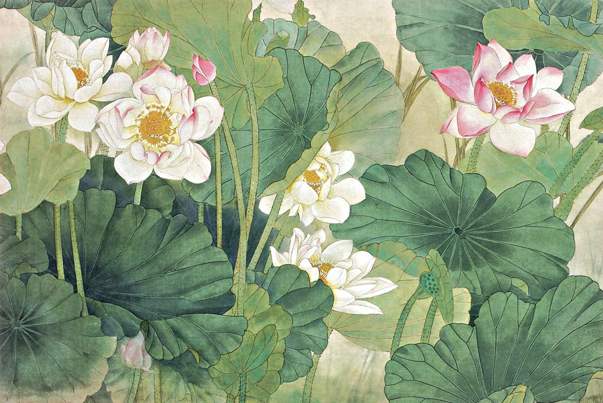 特价大型壁画 中式荷花墙纸 客厅茶室大堂背景墙壁纸a