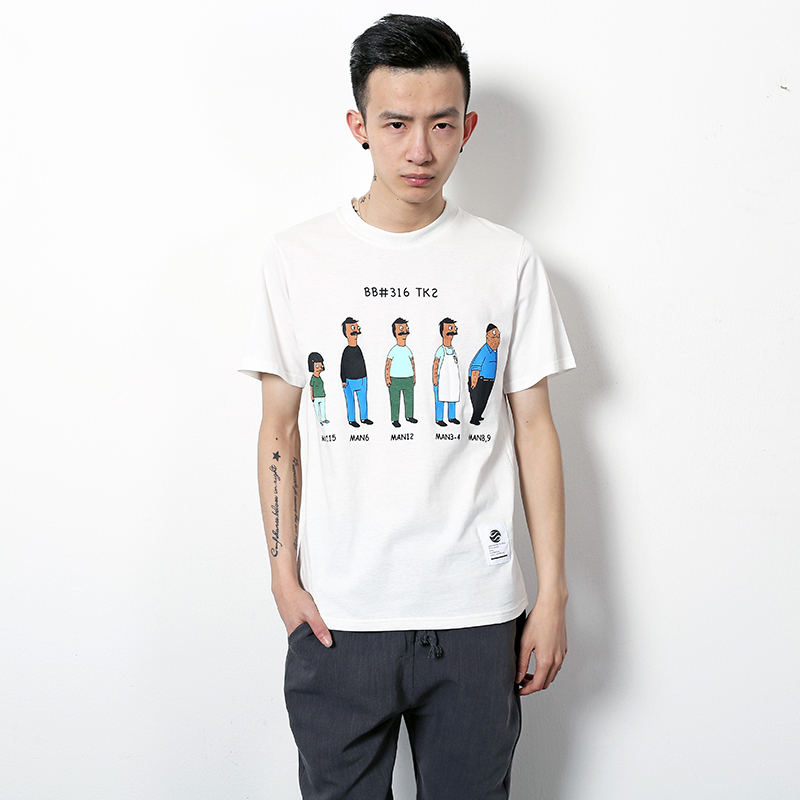 2016夏装韩版流行男装圆领短袖T恤潮青年人物