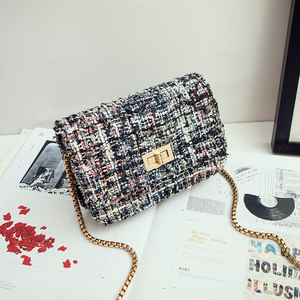 唐嫣同款小香呢子链条斜挎包