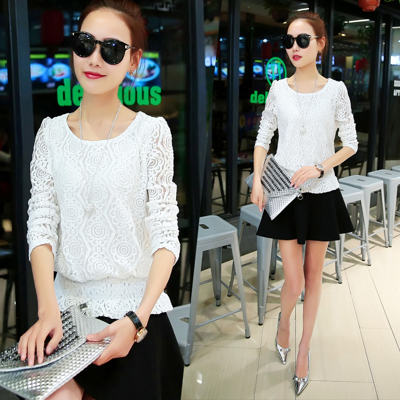 秋季女装搭配半身短裙子的上衣蕾丝打底衫女士秋装长袖秋衣女外穿