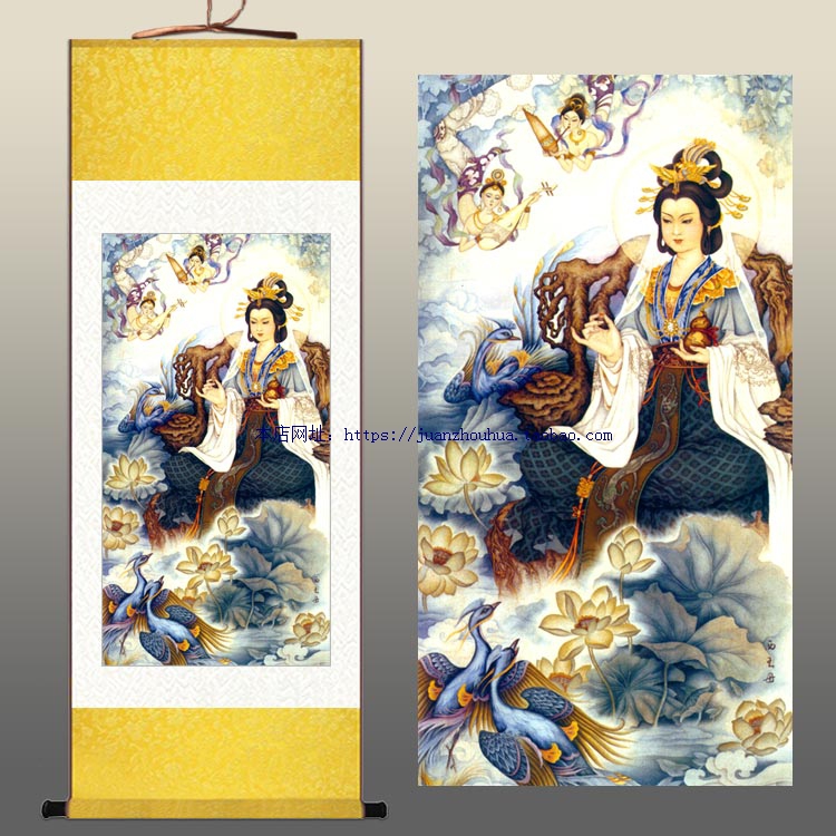 西王母画像 王母娘娘挂画 金母元君丝绸装饰画卷轴画 包邮已装裱