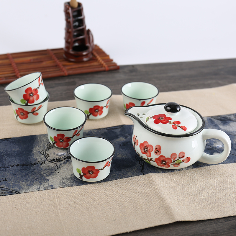 陶瓷功夫茶具茶杯套装手绘复古花茶冲泡器具杯子茶壶泡茶具套装