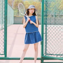日系文艺范牛仔背心短裙套装 水洗毛边牛仔女 回忆森林丹宁夏季薄款