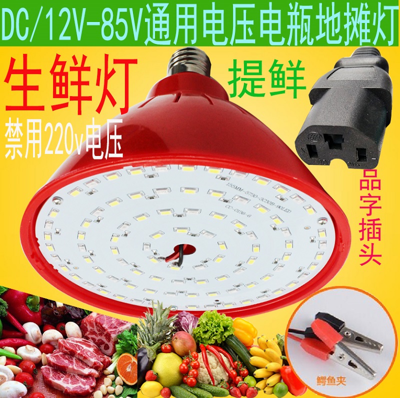 12vled生鲜灯60伏水果地摊电瓶灯24v36v48v红光猪肉灯夜市熟食灯