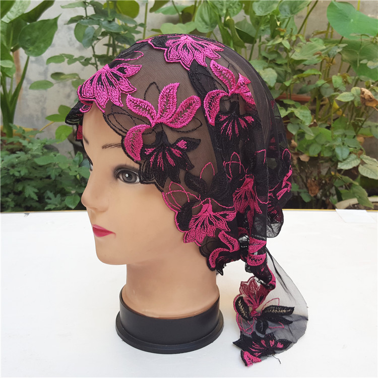 穆斯林用品 新款绣花盘花女帽回族系带帽子伊斯兰服饰头饰盖头巾1