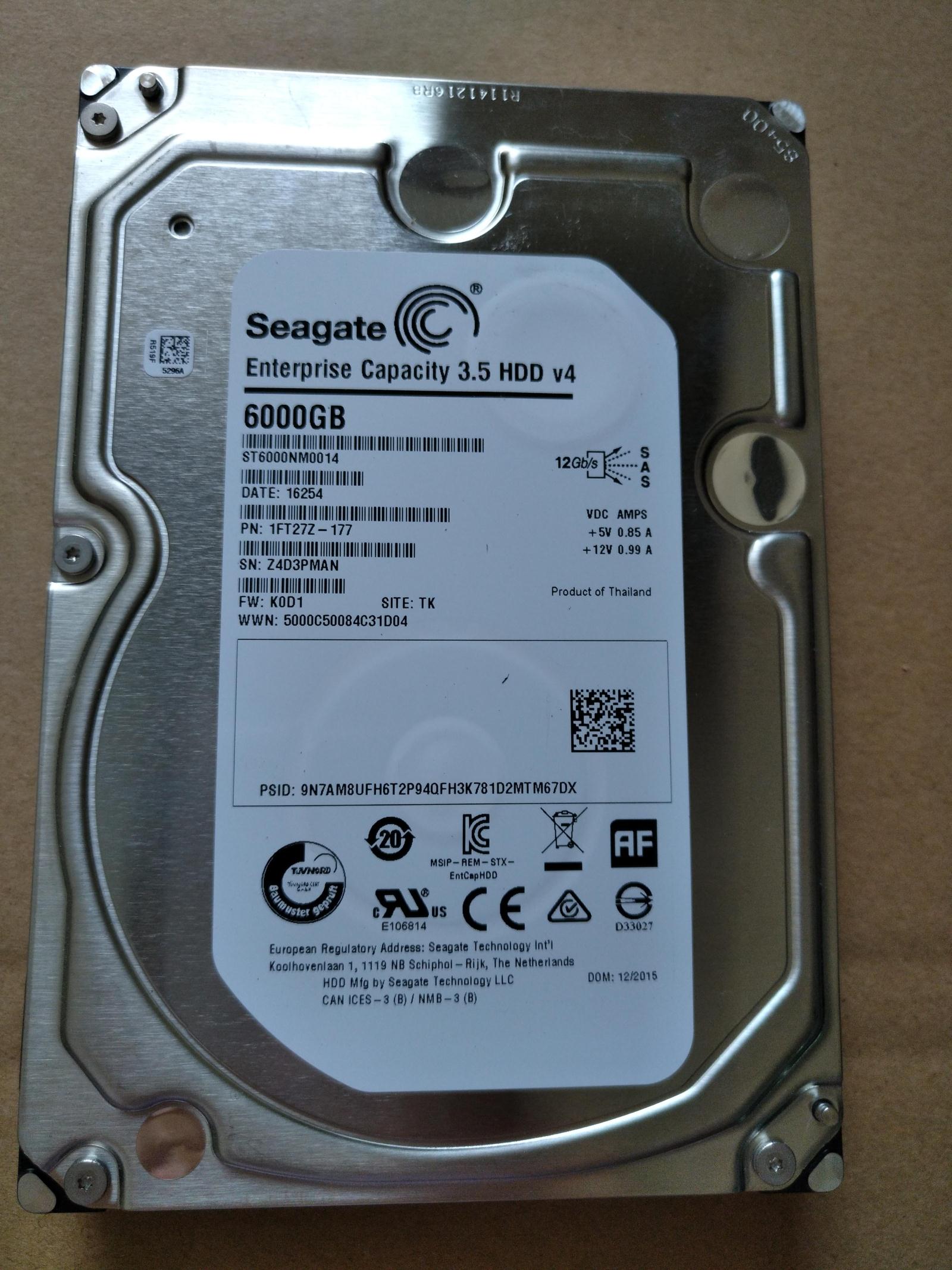 希捷st6000nm0014 6000g sas 3.5服务器坏硬盘 尸体 充数专用