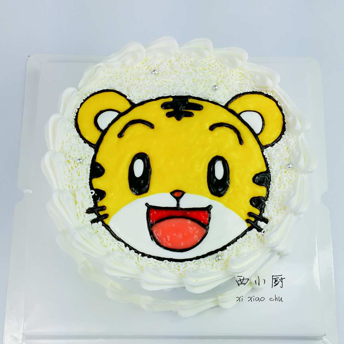 lucky私家定制 卡通巧虎新鲜水果动物淡奶油生日蛋糕限广州同城