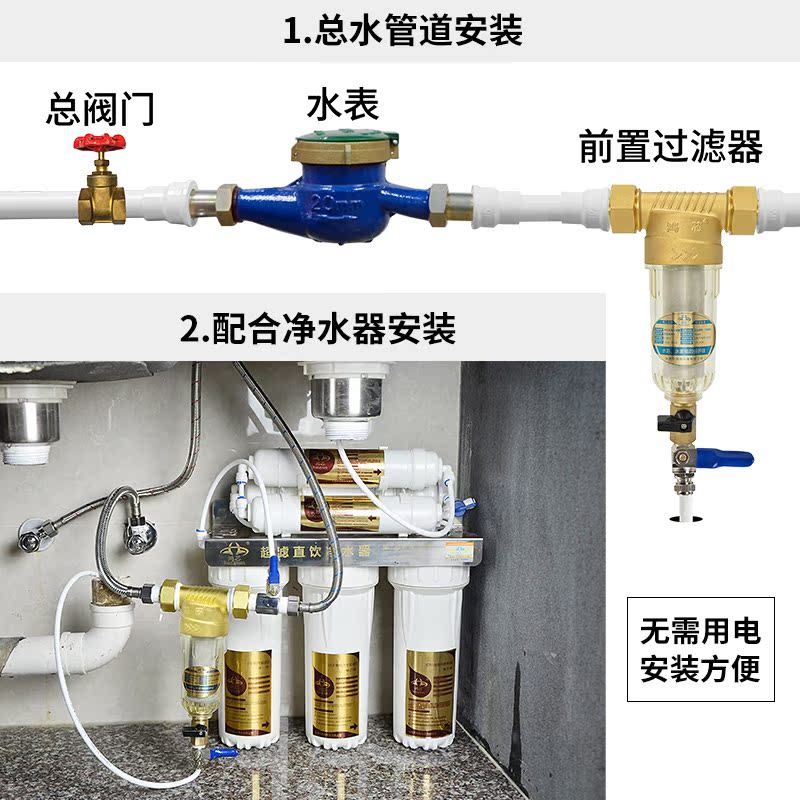 鸿芯前置净水器反冲洗中央全屋大流量除水垢自来水过滤器家用联保