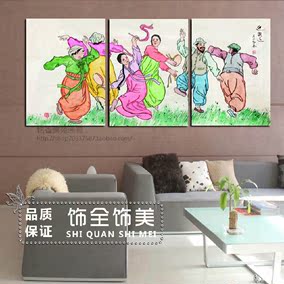 韩国料理店装饰画韩式餐厅饭店餐馆挂画鼓舞朝鲜族壁画客厅无框画