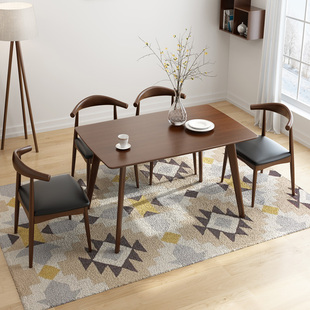 北欧原木餐桌椅组合方形 日式简约小户型纯实木6人饭桌家具