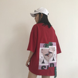 原宿球衣半袖大码上衣bf中长款棒球服短袖t恤女夏宽松韩版学生潮