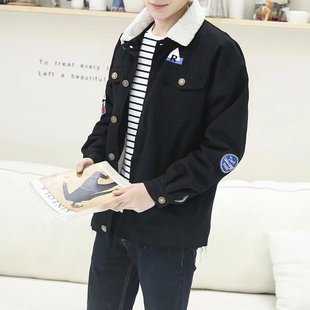 秋冬季韩版宽松bf原宿潮流青年学生帅气棒球服加厚短款夹克外套男