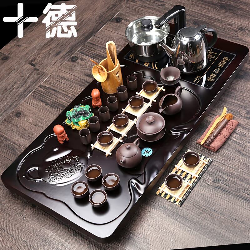 茶具套装特价紫砂整套玻璃功夫高档实木茶盘包邮陶瓷电磁炉四合一