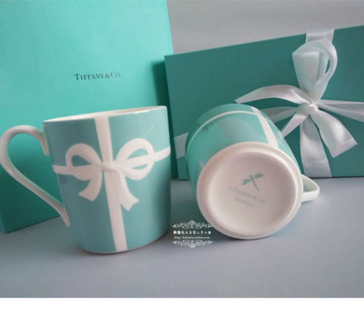 现货 日本进口tiffany蒂芙尼杯子蝴蝶结马克杯骨瓷对杯结婚礼物