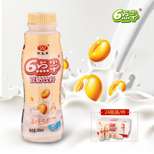 六点半豆奶饮料280ml*24瓶装整箱营养早餐豆奶原味6点