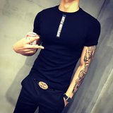夏季短袖男士t恤韩版潮流修身圆领弹力打底衫社会小伙紧身半截袖