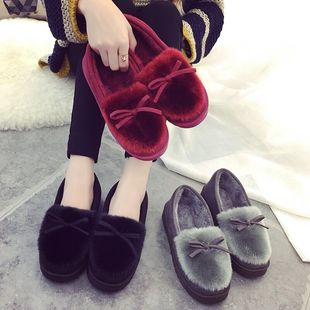 冬季新款棉拖鞋女厚底麂皮绒毛绒包跟保暖棉鞋月子鞋家居家毛拖鞋