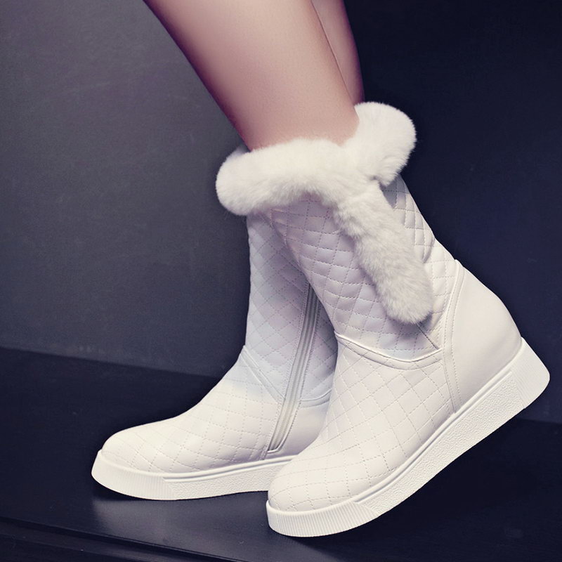 正品[女生靴子韩]时尚白靴子韩俊熙评测 矮个子