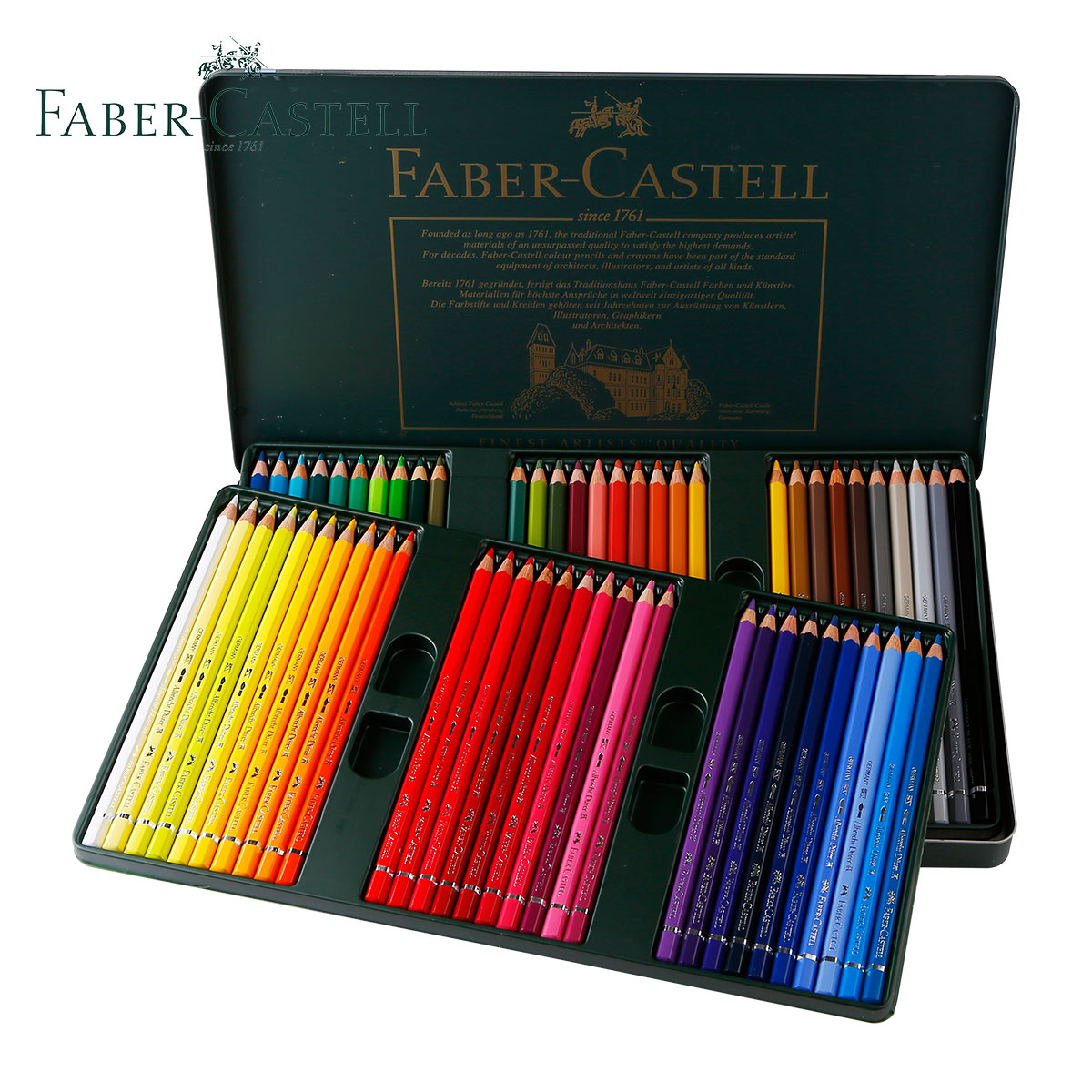 现货德国faber-castell辉柏嘉120色水溶彩色铅笔 绿盒120色彩铅