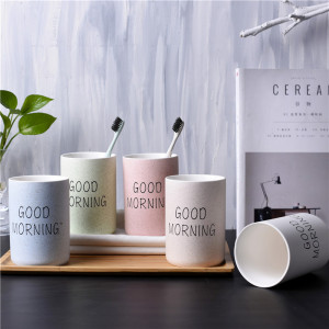 极简哑光陶瓷漱口杯套装