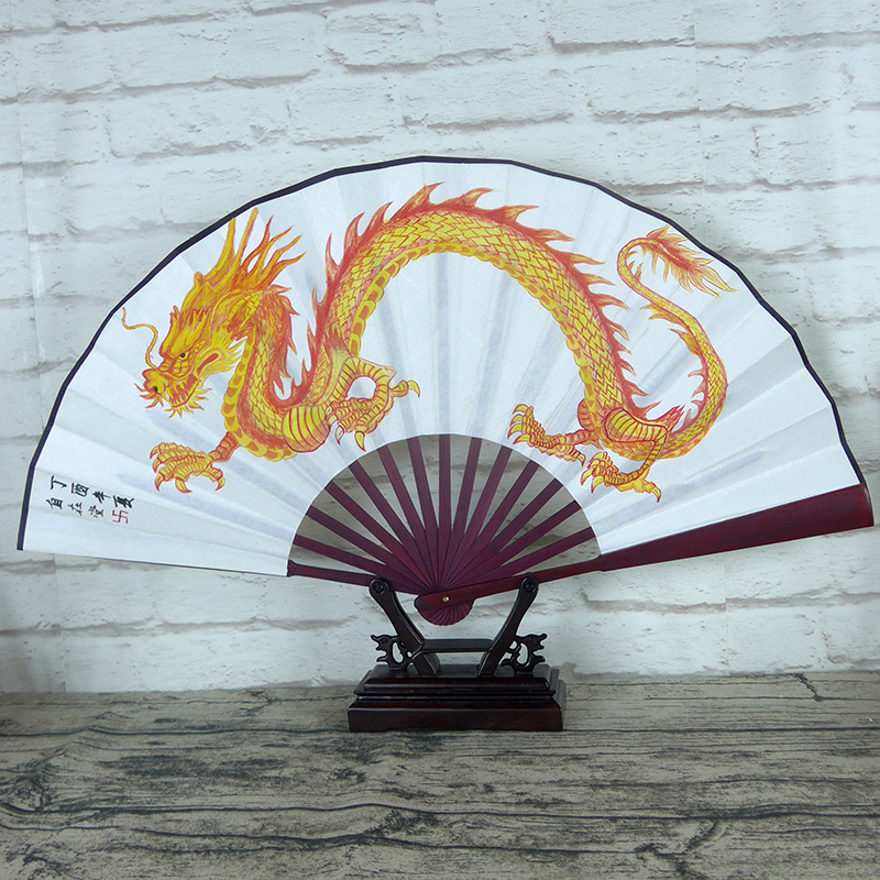 中国龙水墨手绘折扇 定制神龙王生肖东方dragon青龙图腾龙的传人