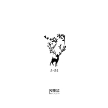 8cm 即墨蓝轻文身半永久小清新纹身膏麋鹿白鹿鹿角树枝文身模板11