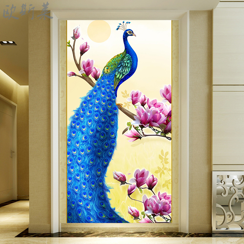 北欧复古玄关走廊过道壁纸玄幻壁画3的立体墙纸麋鹿森林无缝墙布
