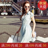 连衣裙960625355 套头柔软亚麻收腰显瘦短袖 新款 衣香丽影2016夏装