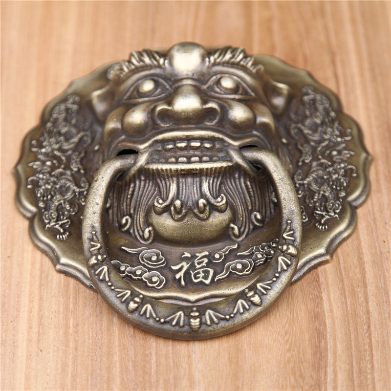 包邮玻璃门拉手仿古中式门环兽头大门环纯铜狮子头大门扣面铜拉环